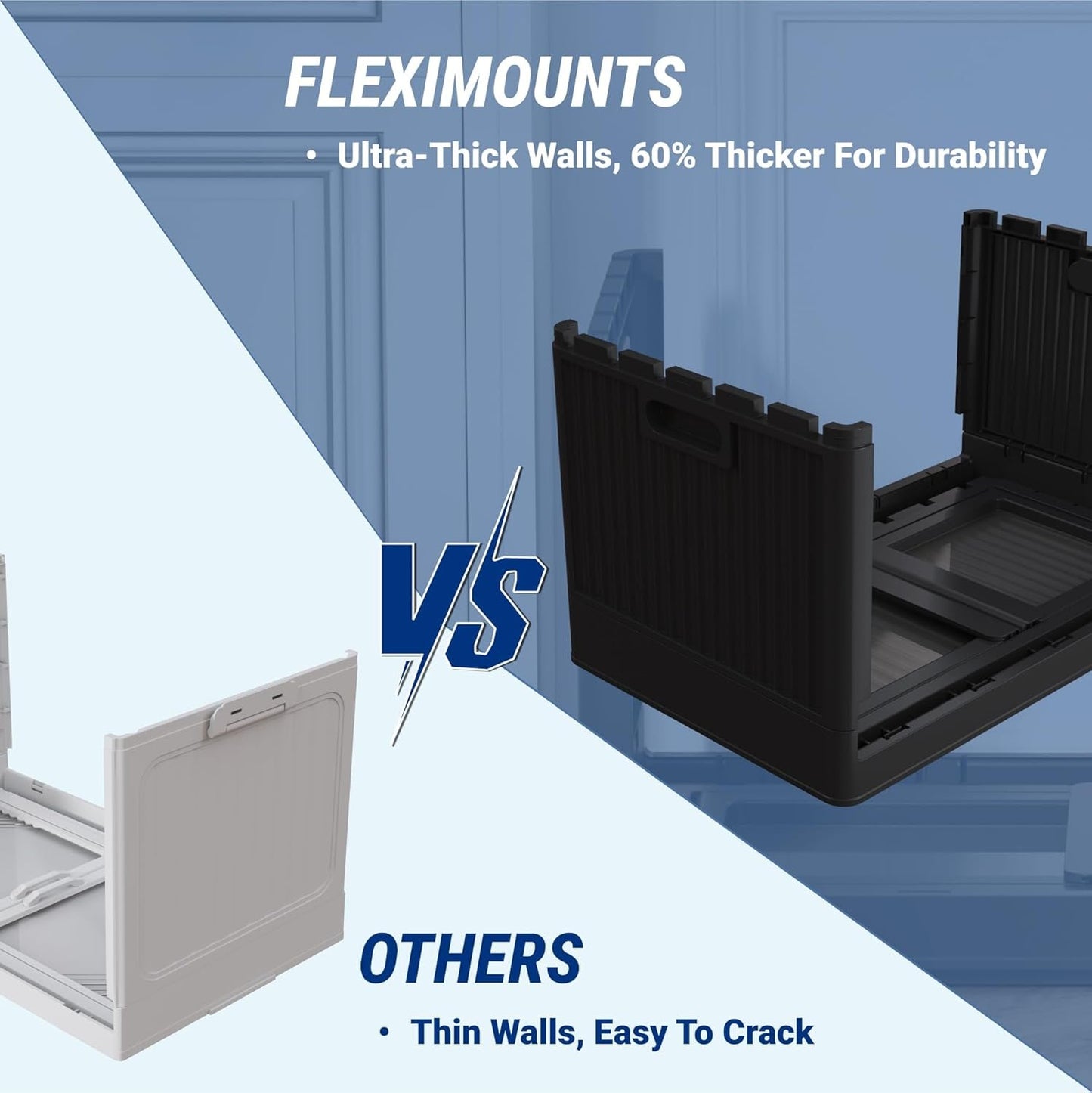 FLEXIMOUNTS Stackable Storage Bins With Lids, 8.4 Gal Closet Organizers and Storage with Doors, 3 pack Plastic Collapsible Storage Bins, Black Storage Containers For Home Essentials