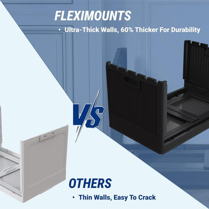 FLEXIMOUNTS Stackable Storage Bins With Lids, 8.4 Gal Closet Organizers and Storage with Doors, 3 pack Plastic Collapsible Storage Bins, Black Storage Containers For Home Essentials