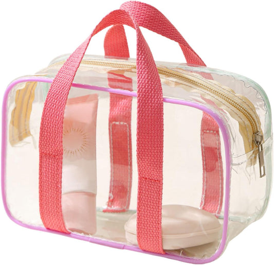 Clear Makeup Bag, Transparent Toiletry Bag, Portable Cosmetic Pouch, Waterproof Scratch-Resistant Pouch, Zippered Design for Easy Access, Beach Travel Gym Work School Use