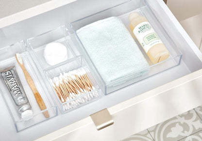iDesign Clarity Plastic Drawer Organizer, Storage Container for Vanity, Bathroom, Kitchen Drawers, Clear