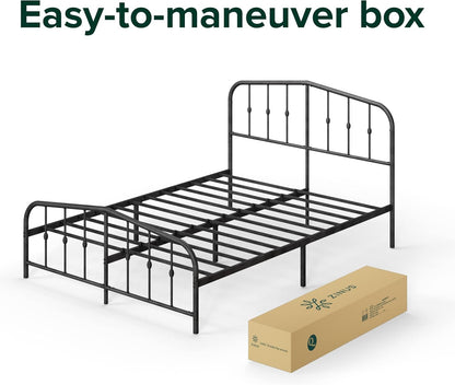Zinus Full Bed Frame - Heidi Metal Platform Bed Frame with Headboard and Footboard - Steel Mattress Foundation, No Box Spring Needed, Underbed Storage Space, 5 Year Warranty, Black, Full