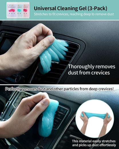 AX2V 7Pcs Car Interior Detailing Cleaning Kit, Detailing Brush Set,Clean Gel, Wash Kit, Cleaning Tools for Car and Keyboard Interior Cleaning