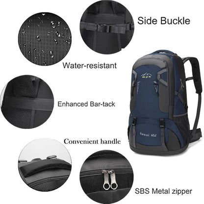 Mxaeyar 60L Hiking Backpack,Waterproof Travel Backpack,Lightweight Camping Rucksack with Machine Washable Design,Unisex Trekking Bag for Outdoor Adventures, Cycling, Daily Use