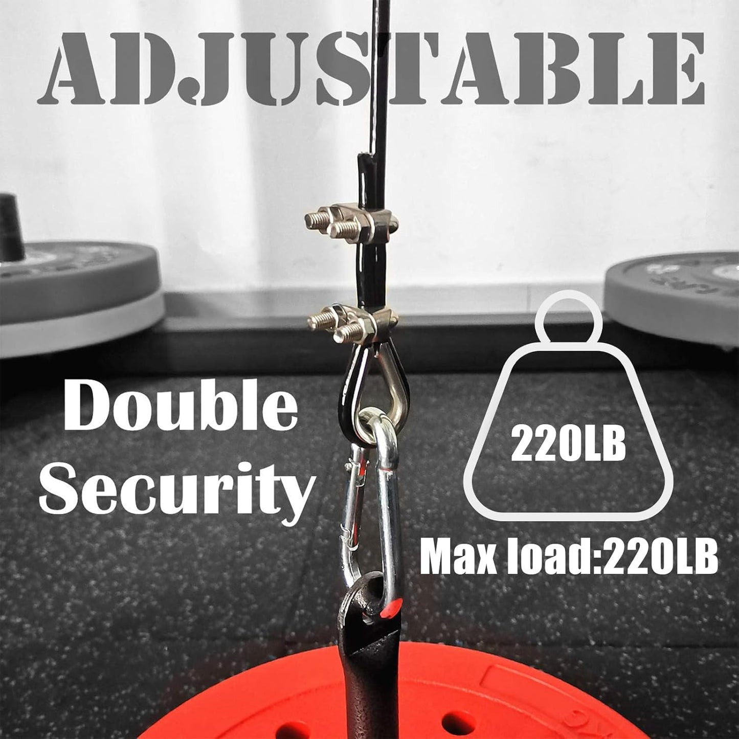 Fitness Pulley Cable, Replacement Cable Machine Accessories, Cable Pulley Attachments for Gym,Heavy Duty Steel Wire Rope for Home Gym Cable Pulley Machine, Steel Wire Rope with Rubber Stopper Ball