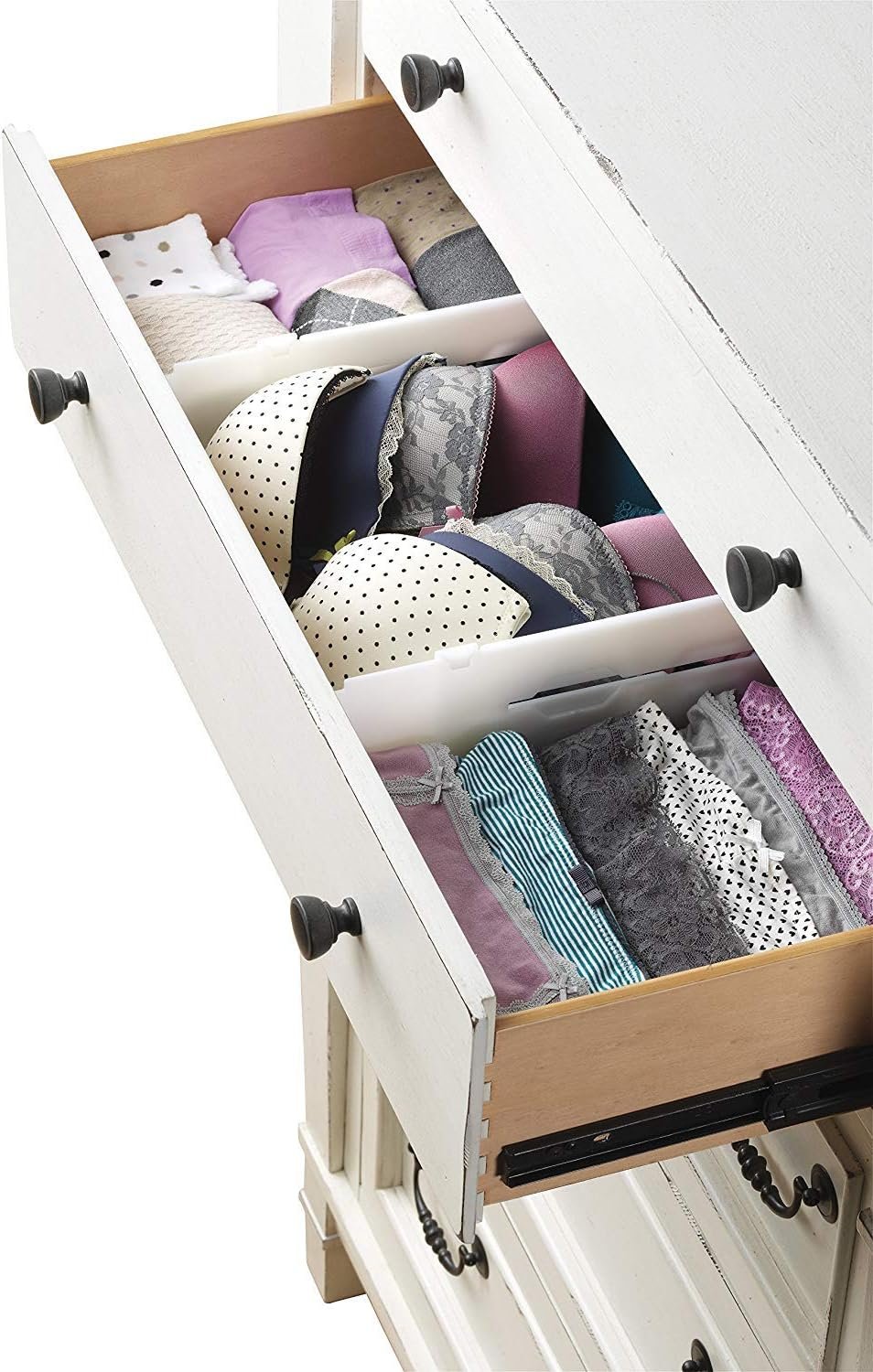 Whitmor 6025-3927 Adjustable Drawer Dividers, White, Set of 2