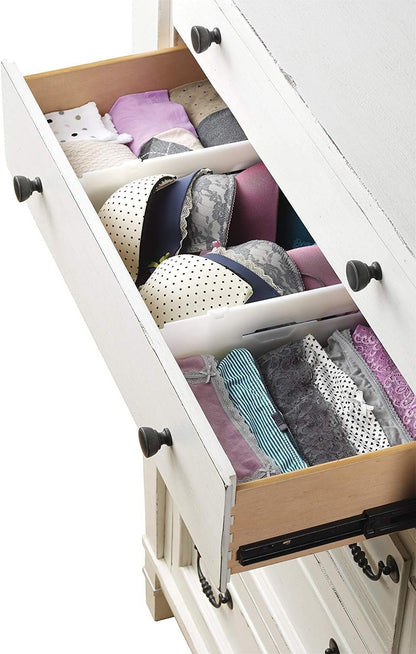 Whitmor 6025-3927 Adjustable Drawer Dividers, White, Set of 2