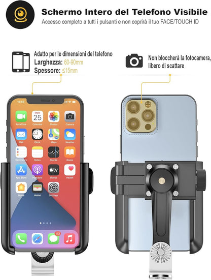 Grefay Motorcycle Phone Holder 1S Quick Release Mobile Phone Holder Anti Shake Mirror for 3.5-7.0 Inch Smartphone 360° Rotatable