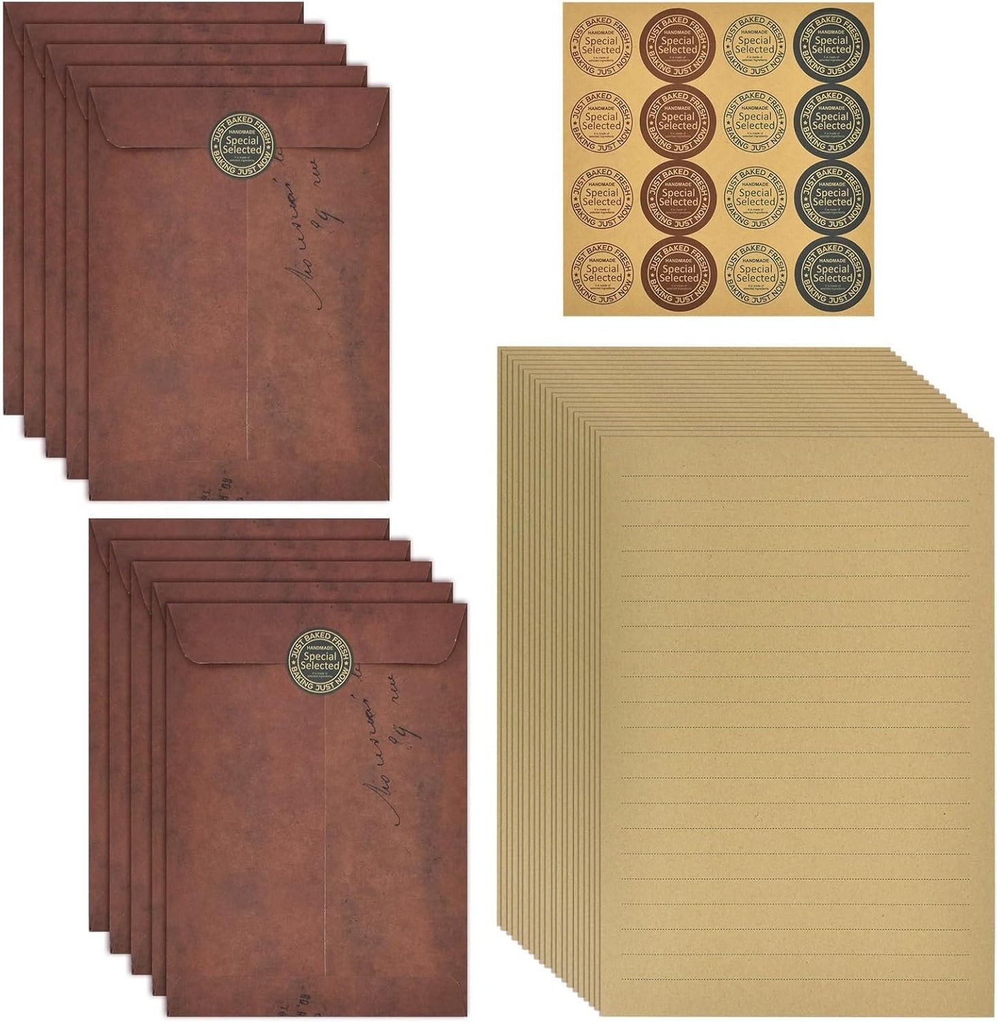 Vintage Letter Writing Sets, 32 Sheets Letter Paper A5 Lined, 10 Pcs Envelopes and One Sheet Sticker, Stationery Paper for Wedding Birthday Party Invitations Easter Christmas