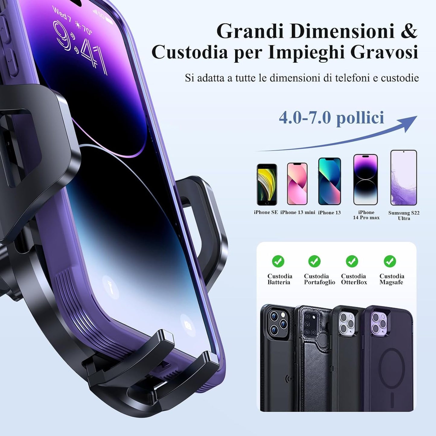 Miracase Supproto Universal Car Phone Holder, [Military Level Suction] Universal Car Phone Holder for Dashboard & Air Vent and Windshield Suitable for All Smartphones