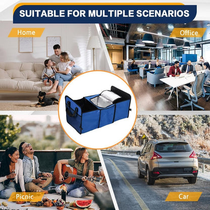 Wedcool Car Trunk Organizer, Auto Storage Bag, Trunk Organizer Storage with Insulation Cooler, Anti-slip Multi Compartments Trunk Storage, Car Interior Accessories Universal for SUV, Truck, Van (Blue)