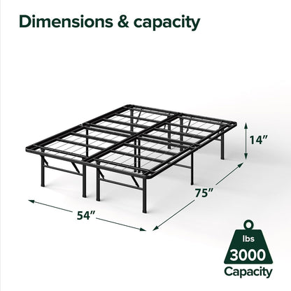 Zinus Full Bed Frame - SmartBase 14 Inch Deluxe Metal Bed Frame with Steel Slat Support - No Box Spring Needed, Tool-Free Assembly, Heavy Duty Platform Bed Frame with Underbed Storage Space, Full Size
