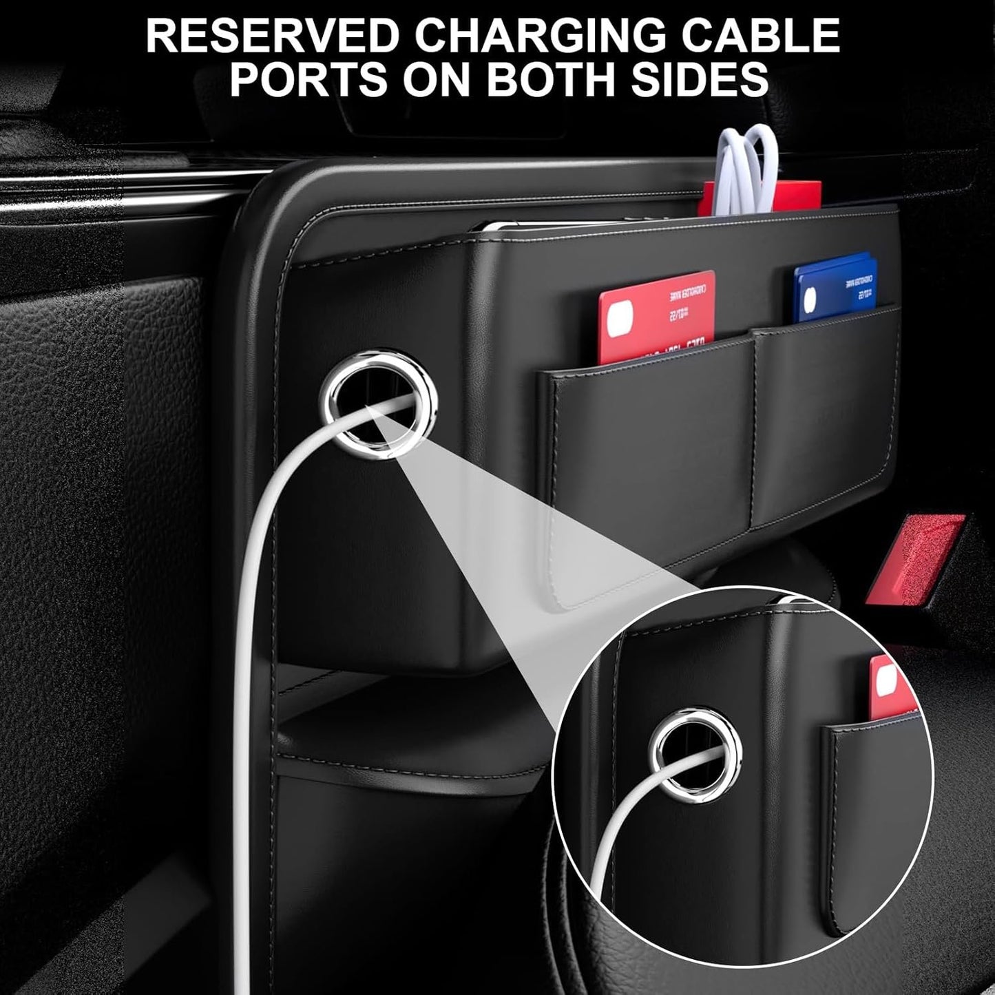 Car Seat Gap Filler, 2 Pack Universal Organizer Front Seat Leather Accessories Essentials for SUV Truck, Adjustable Universal Fit (Black)