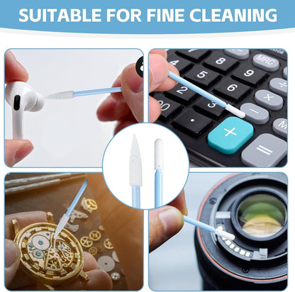 Multi-Purpose Foam Tip Cleaning Swabs - Square Round Cleaning Swabs (5 Types), Detailing Lab Swab Stick for Inkjet Printer, Camera, Optics Lens, Arts and Crafts, Automotive Detailing (Total 100PCS)