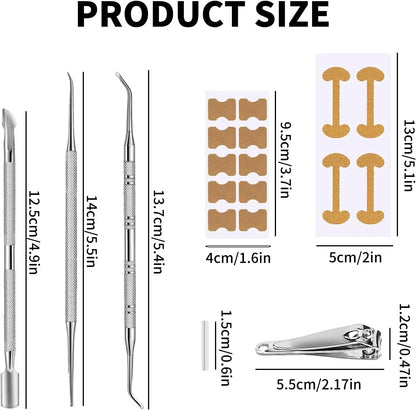 Oiieco 114 PCS Ingrown Toenail Treatment Kit with Corrector Strips,Nail Clippers & Tools,Professional Pain Relief for Ingrowing Toenails