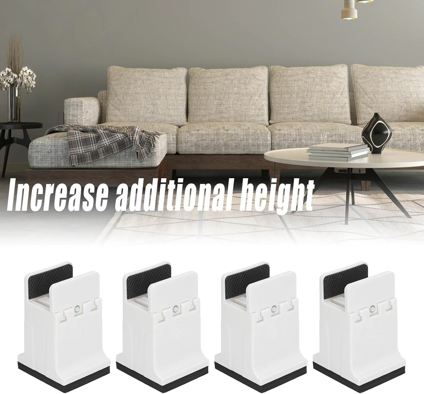 lvifloae Furniture Risers White Furniture Support Tube Adjustable Bed Height Support Tube with Screw Clip Rubber Sofa Bed Support Tube Suitable for (White)