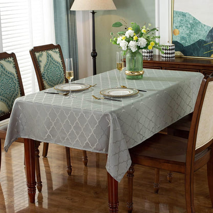 SASTYBALE Jacquard Tablecloth Flower Patterns Polyester Table Cloth Spill Proof Wrinkle Resistant Table Cover for Kitchen Dining Tabletop (Rectangle/Oblong, 60" x 120" (10-12 Seats),Gray)