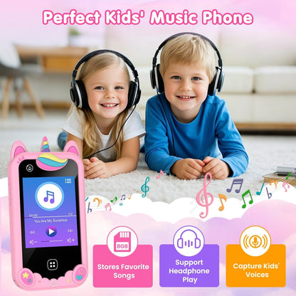Kids Smart Phone for Boys, Christmas Birthday Gift for Ages 3-8, Toddler Learning Toy Touchscreen Cell Phone with Dual Camera, Music Player, Game, 8GB SD Card (Pink)