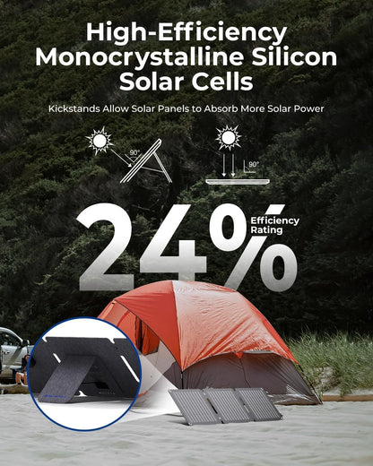 [New Version]BigBlue 20W Solar Panel Charger with Kickstand, SolarPowa20 Portable Solar Camping Charger with USB-A and USB-C, IP65 Waterproof, Compatible with iPhone, iPad, Samsung, LG Cellphones etc