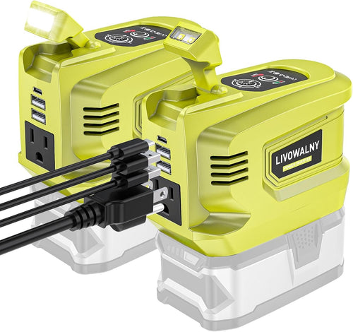 2 Packs Power Inverter for R-yobi 18V Battery, 200W Inverter 18V to 110V-120V, Portable Adapter Charger Adapter Power Supply with 2 USB-A & 1 Type-C & 1 AC (No Battery)
