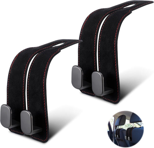 Halinuia 2 Pieces Double Back Car Seat Hook, Car Seat Back Storage Hook Accessories Interior, Hanger for Headrest Storage Bag for Car