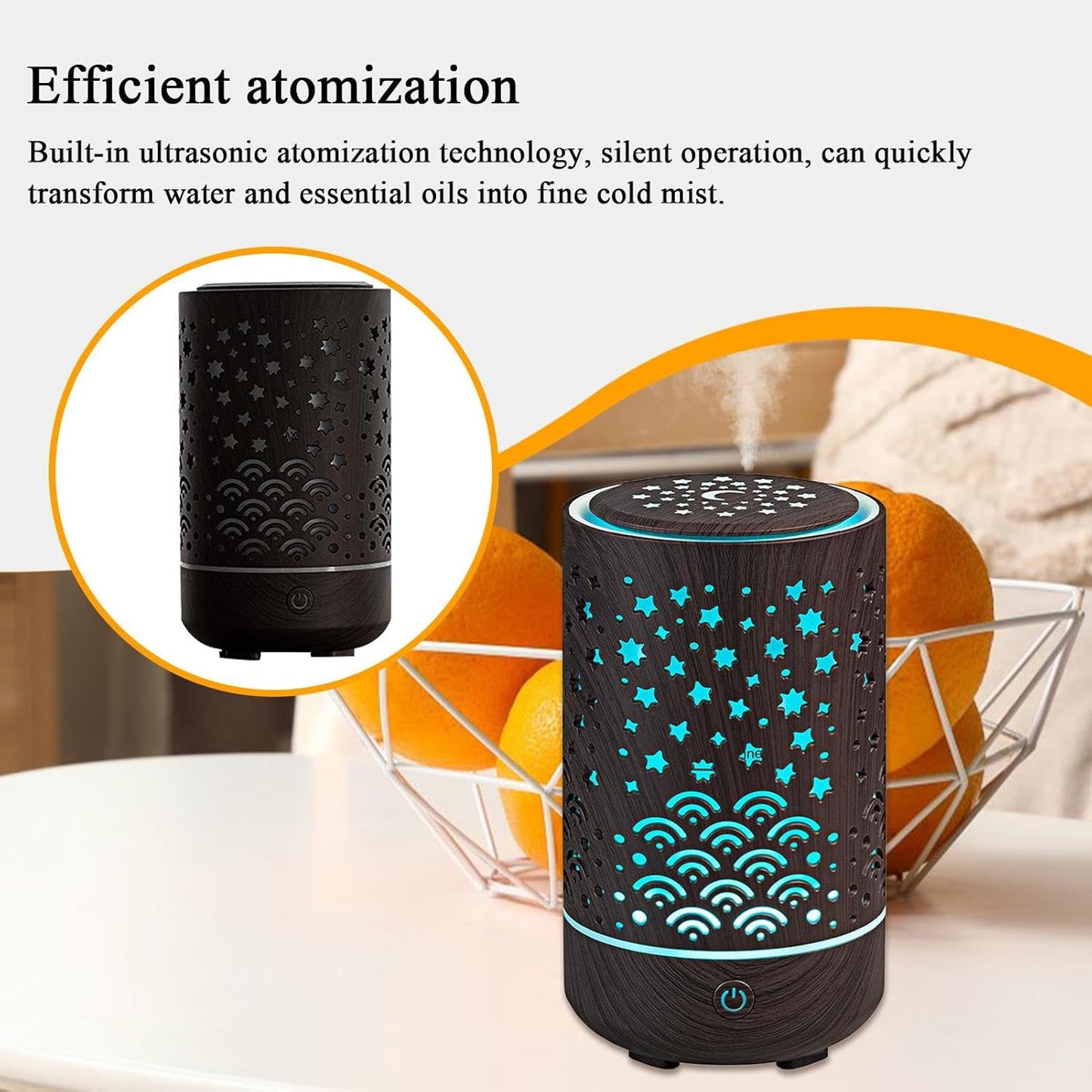 Oil Diffuser, Small Aroma umidificatore, 4-in-1 Multifunctional Design, Automatic Mist Fragrance Control, 7.01x3.94x3.94 pollici, Compact Ideal for Hotel, Kitchen, and Workplace Use