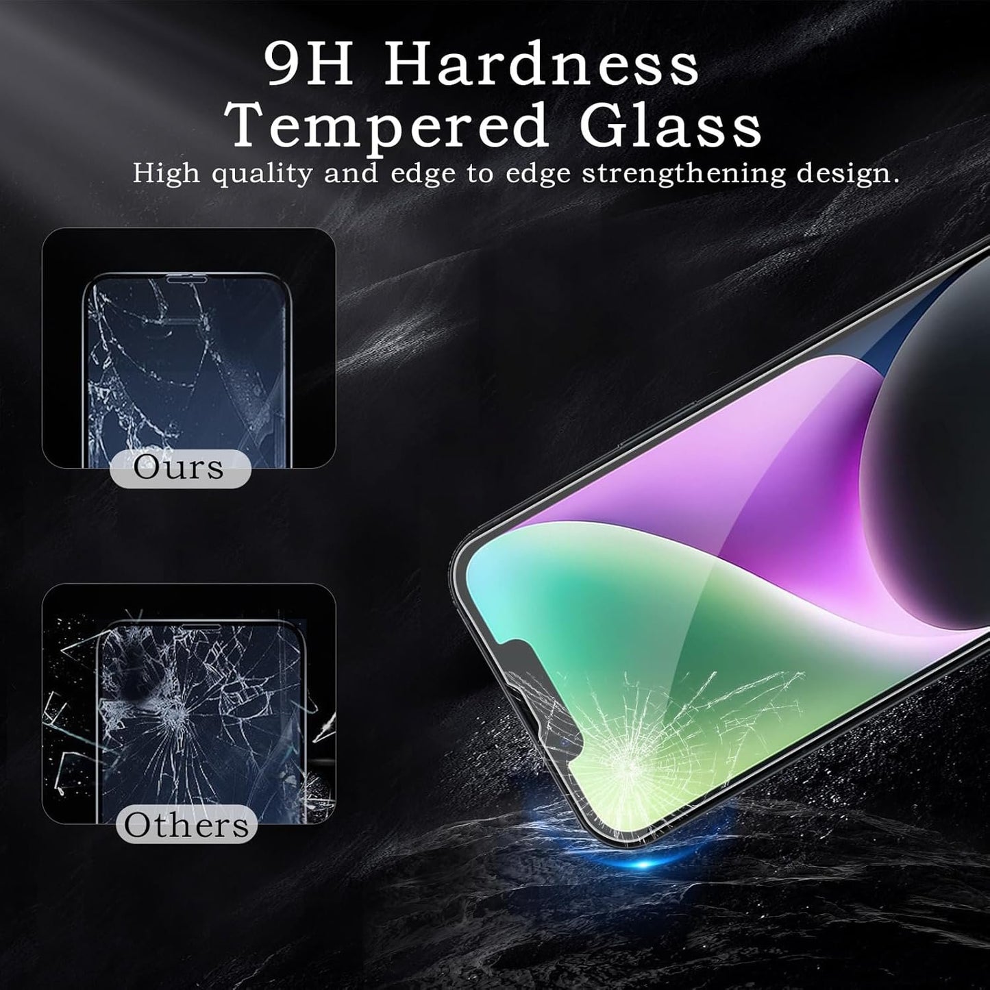 Screen Protector for Apple iPhone 14, Tempered Glass Film, Ultra HD 9H Hardness Case Friendly Anti Scratch Bubble Free Ultra Resistant Oil-Resistant Shatter Protection, 3-Pack