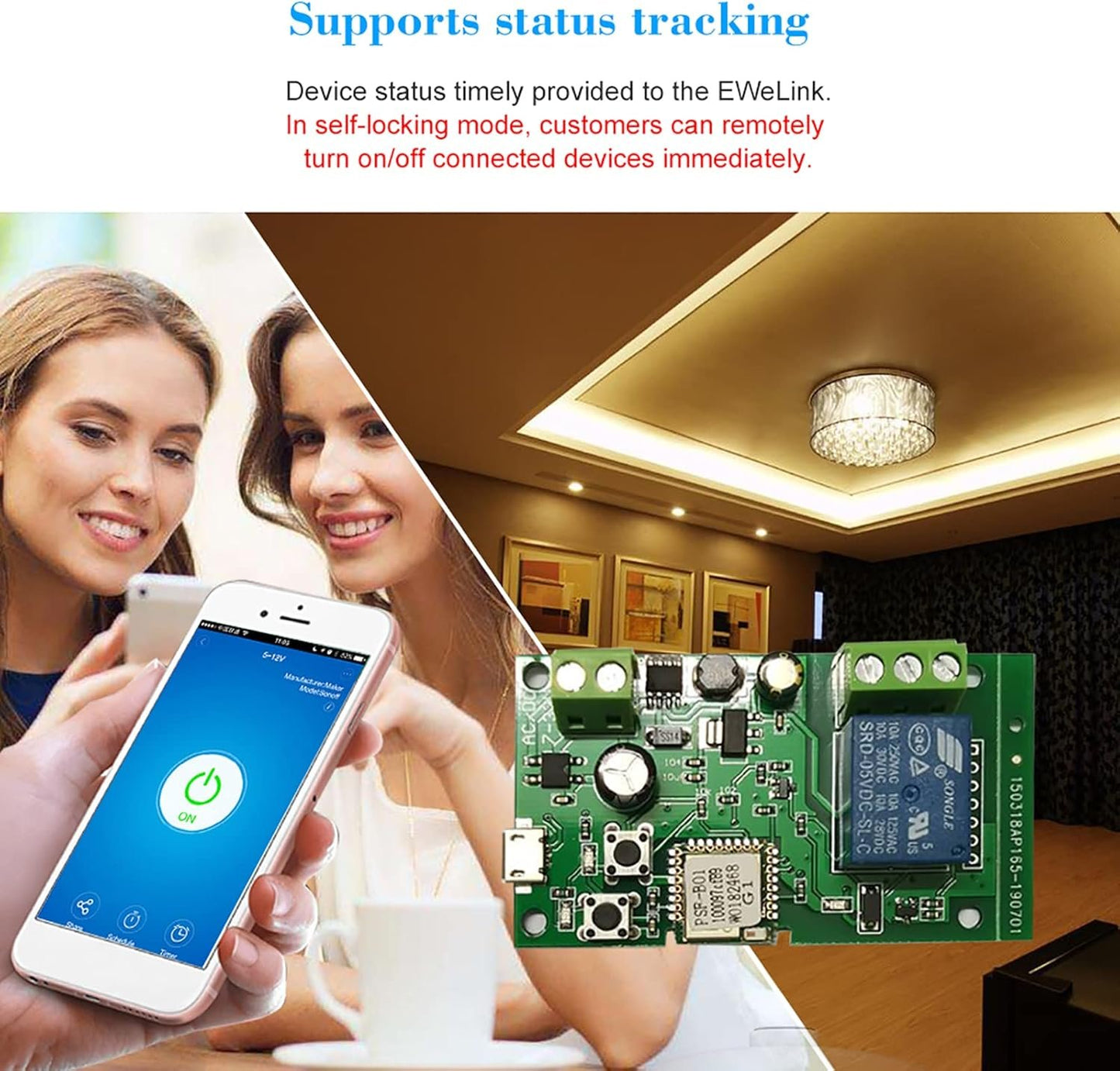 eWeLink DC5V 12V 24V 32V WiFi Switch Wireless Relay Module Smart Home Automation Modules Phone APP Remote Control Timer Switch Alexa Google Home Voice Control for Access Control System