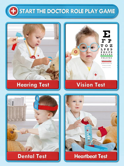 Lehoo Castle Kids Doctor Set, Toy Medical Kits 23 PCS, Pretend Play Doctor Kit Kids with Doctor Costume Doctor Bag Stethoscope, Role Play Set for 3 4 5 Year Boys