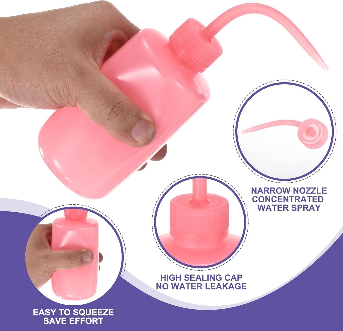 PATIKIL 12 Pcs Wash Bottle, 250ml 8oz Plastic Succulent Watering Bottle Eyelash Tattoo Rinse Wash Bottle for Plant Eyelash Extensions Irrigation Lab RV Gap Cleaning (Pink)