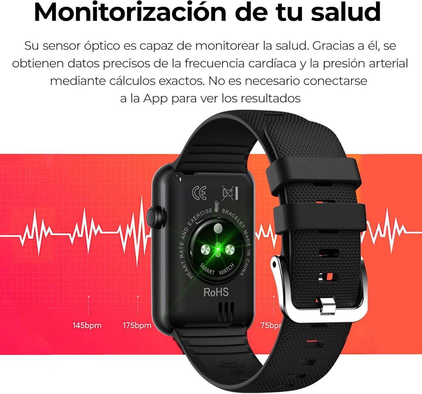 Smartwatch Ksix Tube, 1.57 Inch Multi-Touch Display, 7 Days, App Included, Health Monitoring, Multisport Mode, Waterproof, Black