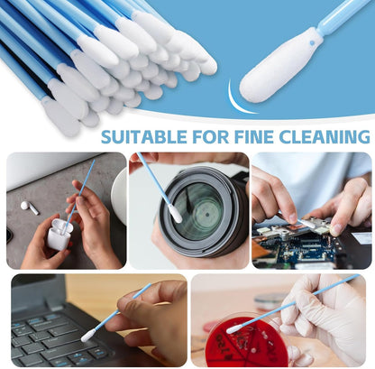 Multi-Purpose Foam Tip Cleaning Swabs - Square Round Cleaning Swabs (5 Types), Detailing Lab Swab Stick for Inkjet Printer, Camera, Optics Lens, Arts and Crafts, Automotive Detailing (Total 100PCS)