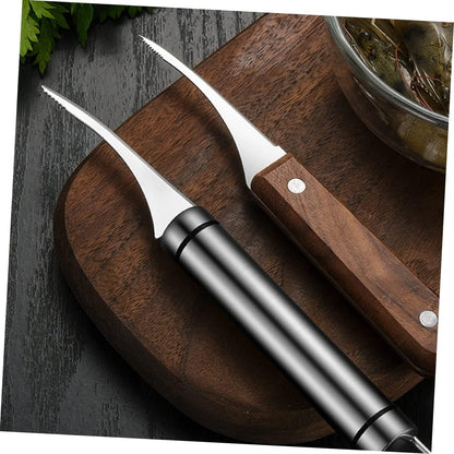 Zerodeko 2 Pezzi Apriscatole per Gamberetti Gadget da Cucina Utensile per Sbucciare Gamberetti in Legno