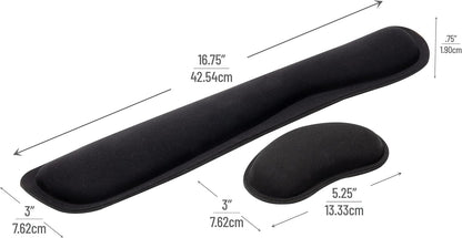 Mind Reader Gel Wrist Rest, Ergonomic Memory Foam Support Cushion Set for Keyboard and Mouse, Non-Slip Rubberized Base, Helps Relieve Tension, Black