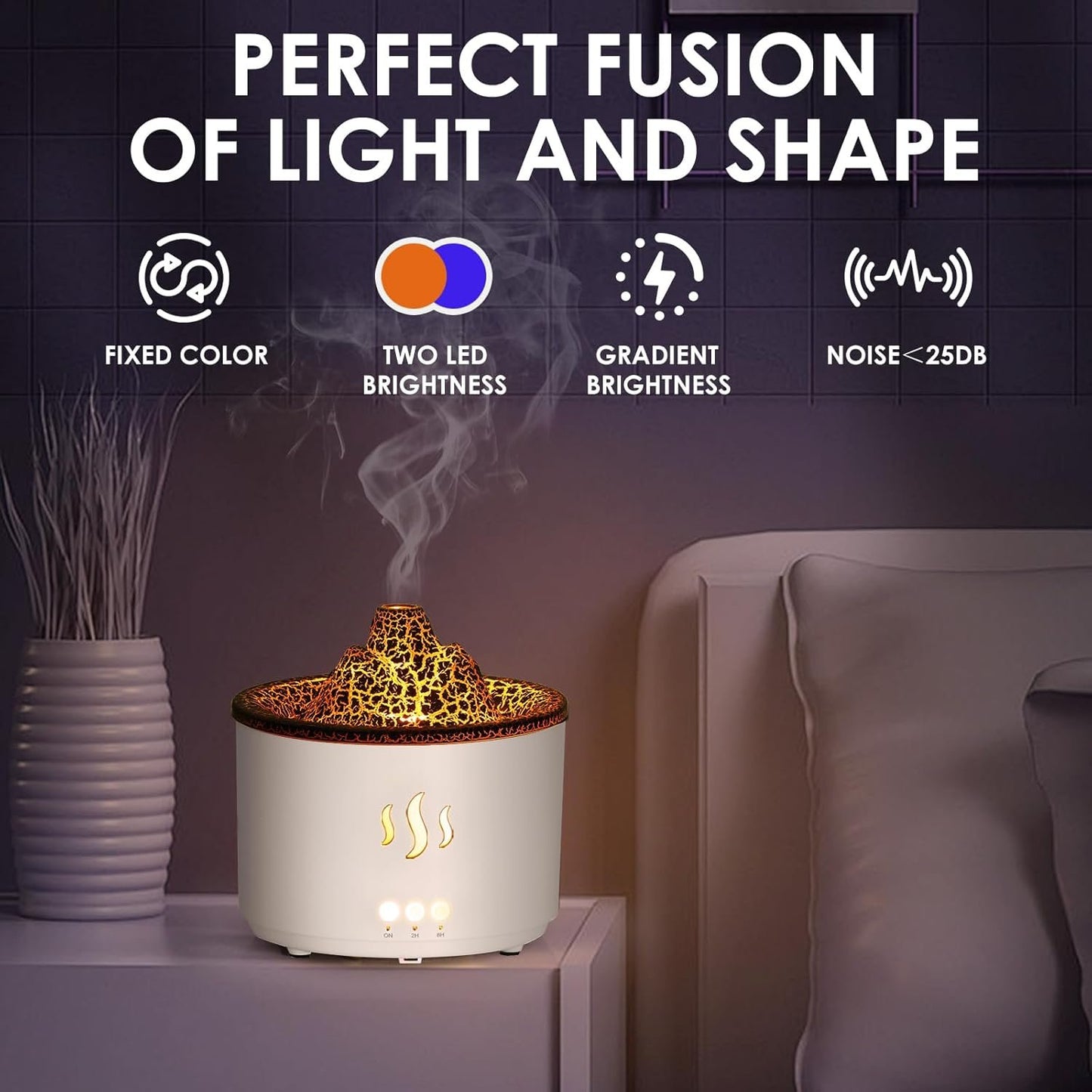 Simpeak Essential Oil Diffuser, 400ml Volcano Shape Ultrasonic Diffusers for Essential Oils, Cool Mist Humidifier with Remote Control, Aromatherapy Diffuser with Auto Shut-Off Function, White