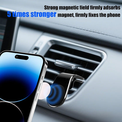 Lyreh Mobile Phone Navigation Magnetic Bracket, 360° Rotational L-Type Magnetic Car Mount Universal Phone Holder Air Vent Car Mount for All Smartphones (Black)