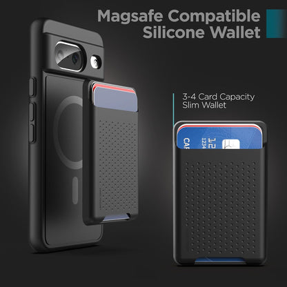 Encased Wallet Case for Google Pixel 8 with Removable Card Holder, Black (Compatible with MagSafe)