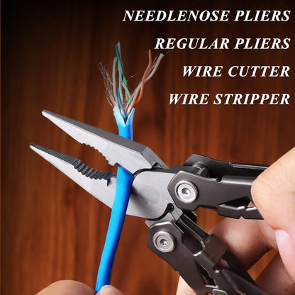 TACTIMAN 15-in-1 Multi Tool Pocket Knife, Tactical Multitool Knife Pliers, Camping Survival Gear with Knife Saw Scissors Serrated Blade Bottle Can Opener Screwdrivers Safety Lock, Unique Gifts for Men