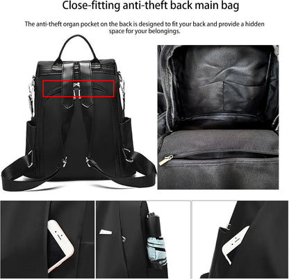 Dafape Women Backpack Purse, Fashion Daypack Shoulder Bag Crossbody Bag for Travel Work Business Outdoor Camping Cycling Ladies Men Lightweight (Black)