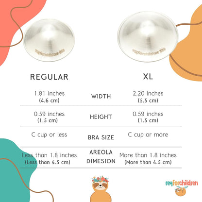 RFC Silver Nursing Cups - 999 Silver Nursing Pad - Nipple Shields Kit for Nursing Newborn - Breastfeeding Essentials - Nipple Cover Breastfeeding - With Silicone Ring & Cleaning Scotch & Carrying Case (Mat 999 Silver Nursing Cup (XL))