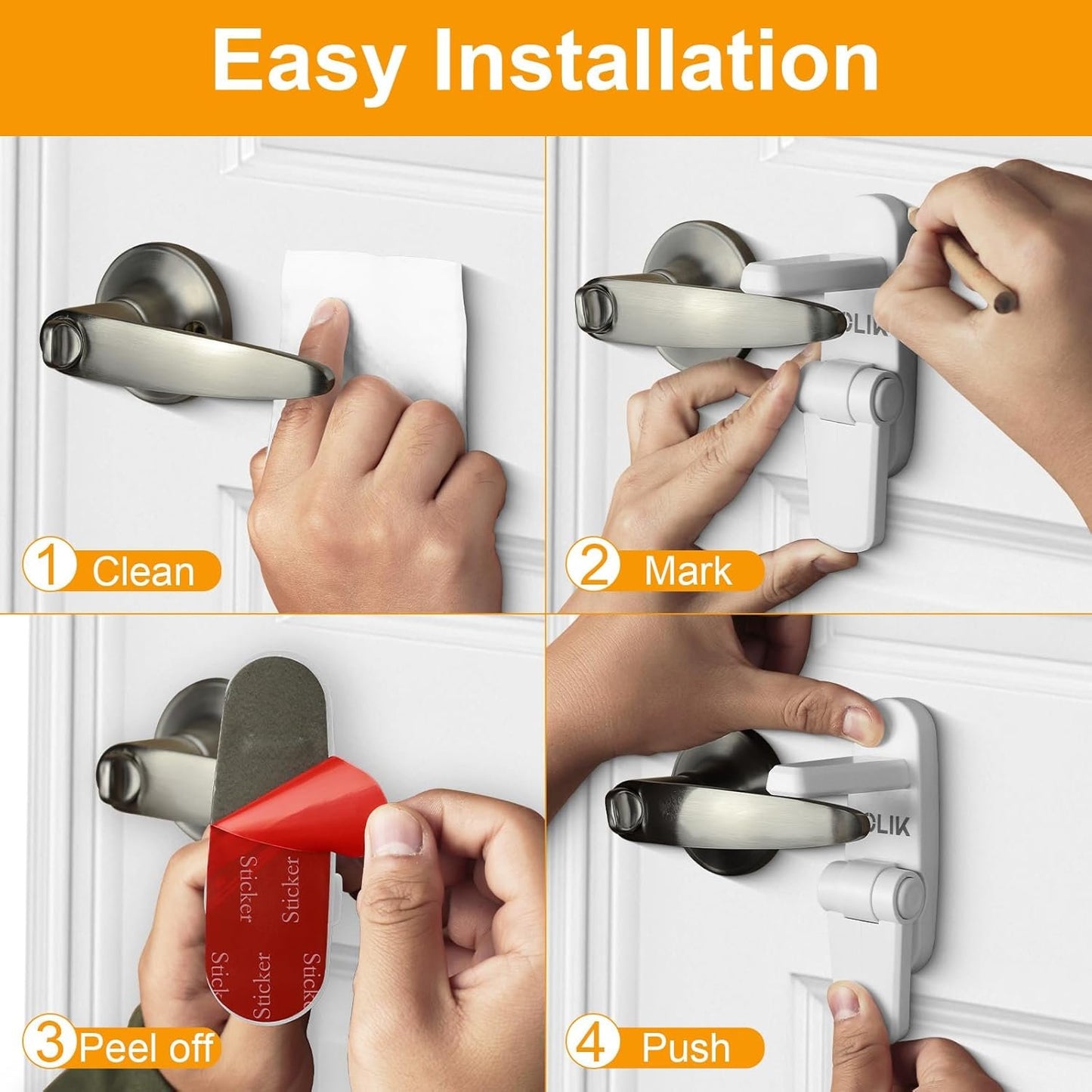 Jolik Improved Childproof Door Lever Lock(3 Pack)& Handles Premium Bonding Adhesive - door handle child proof
