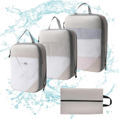 Compression Packing Cubes For Travel - 4-Piece Lightweight Luggage Organizer Set | Space-Saving Suitcase Cubess For Clothes, Ideal Travell Accessories For Packing Efficiency And Organization