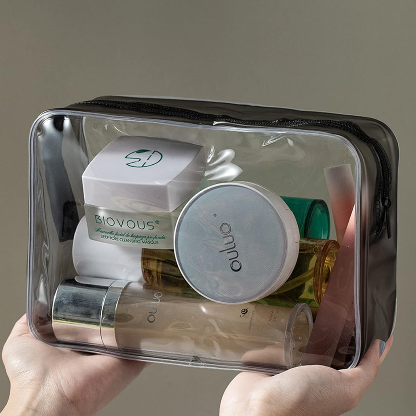 KEYRI 4 Pieces Transparent Toiletry Bags Travel Beauty Case Waterproof TSA Travel Bag Travel Bags Transparent Airplane Travel Kit Makeup Bag for Cosmetics Women Men, Black