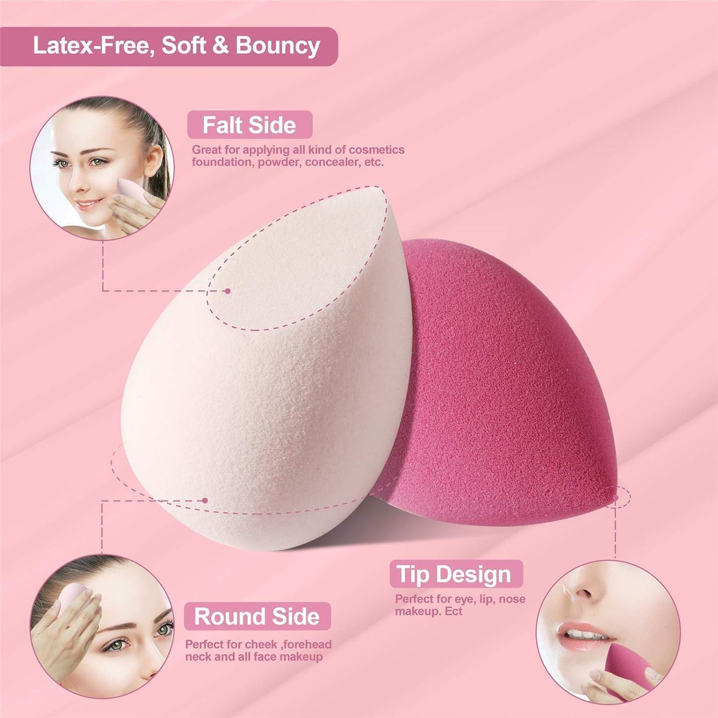 Fily DUAIU 4 Piece Set of Beauty Blender Foundation Sponge for Liquid Foundation Powder and Cream Make Up