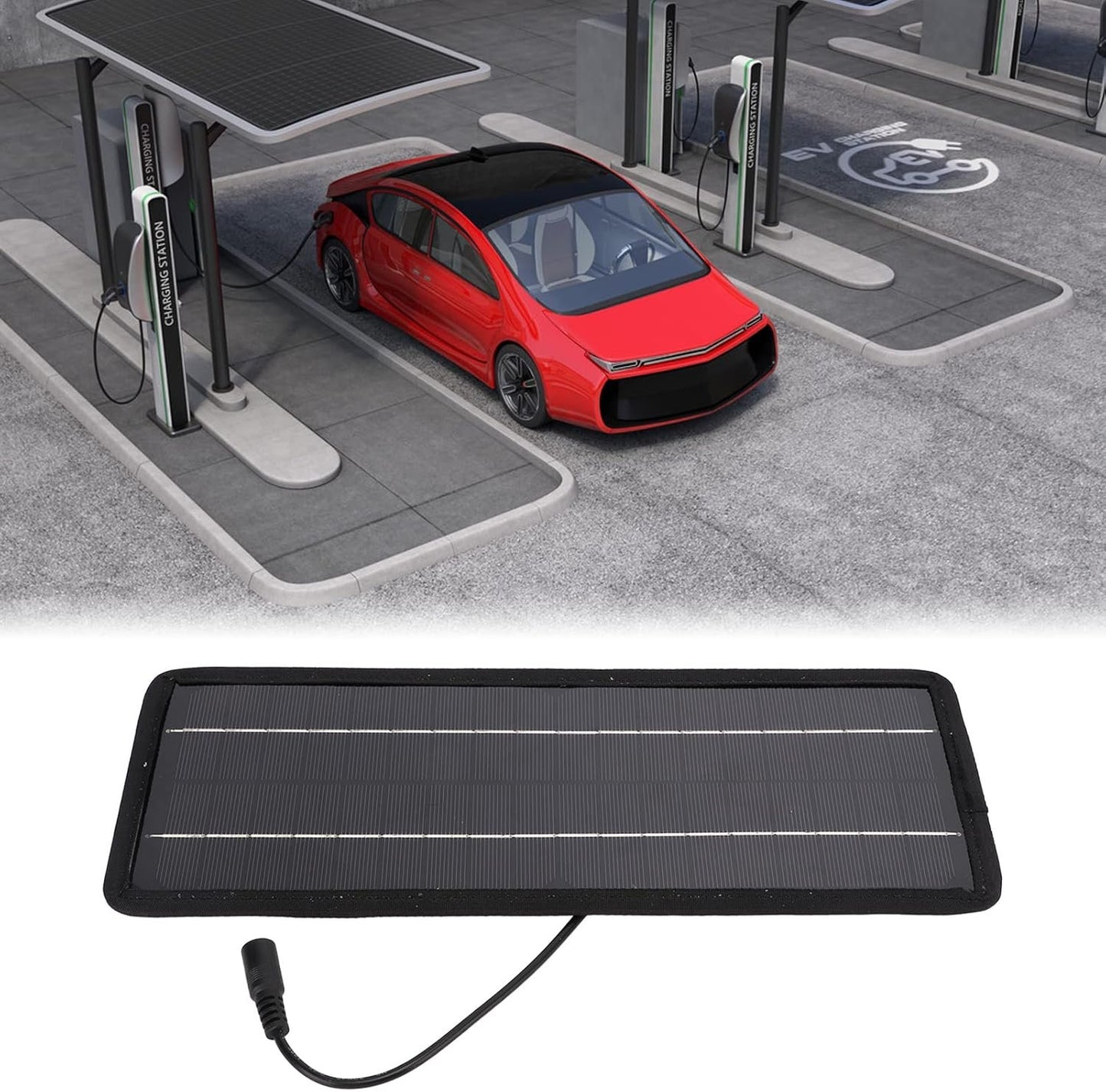 12V Solar Car Battery Charger High Efficiency Portable Solar Panel Power Charger for Cars Boats Automobiles with Universal Socket and Suction Cups Polysilicon Material 4.5W