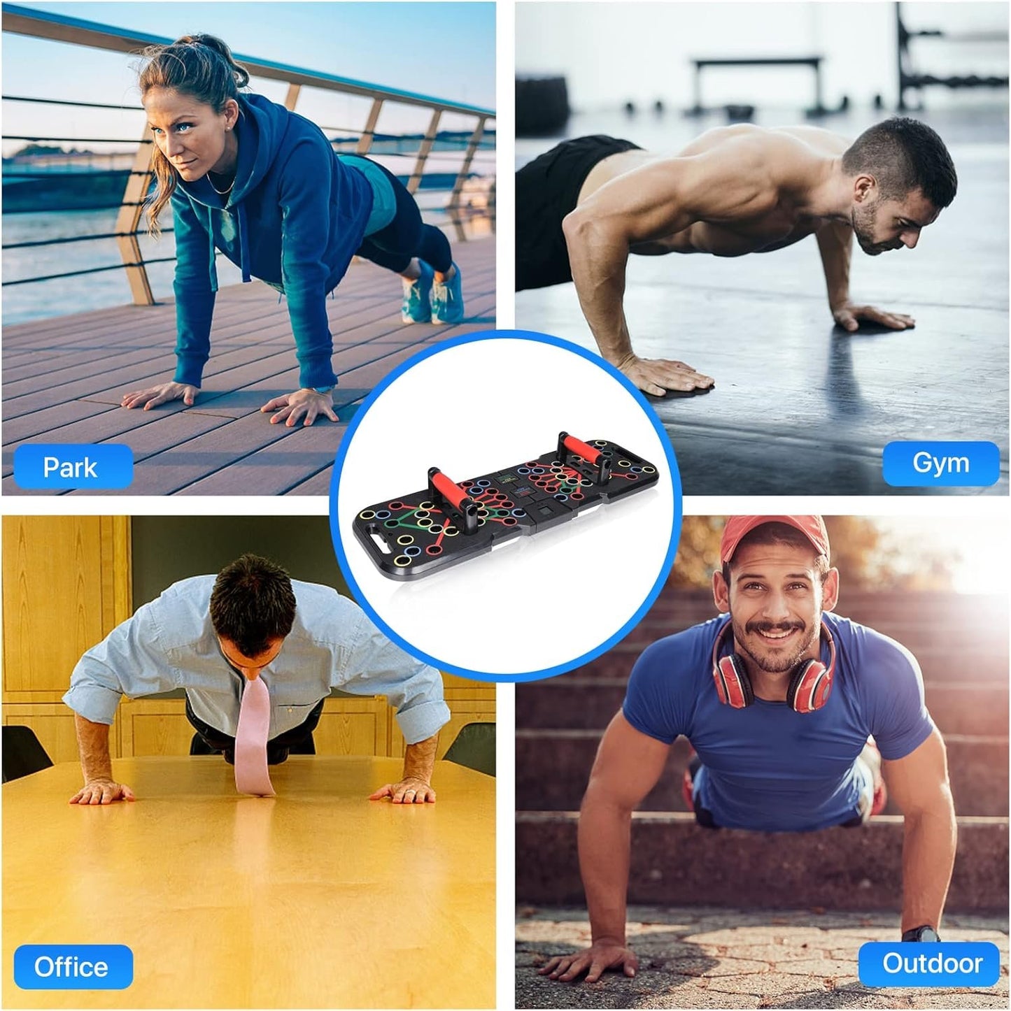 POSKOU Push Up Board System Exercise Workout Board Equipment for Men and Women Portable Gym Strength Training Fitness Push up Stand (41 in 1 with counter)