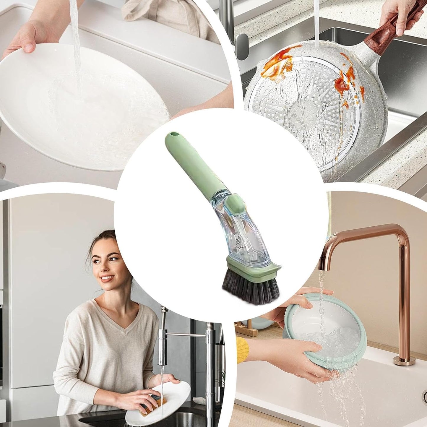 Soap Dispensing Dish Brush | Kitchen Essential Cleaning Brush | Multi Purpose Cleaning Brush | Handheld Soap Brush | Dish Cleaning Tool Ergonomic Design For Pans, Sink