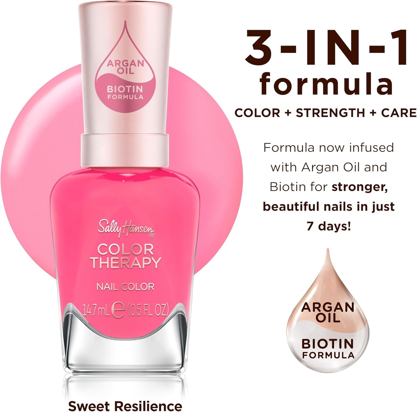 Sally Hansen Color Therapy Nail Polish, 246, Sweet Resilience, Colors, Strengthens, Cares