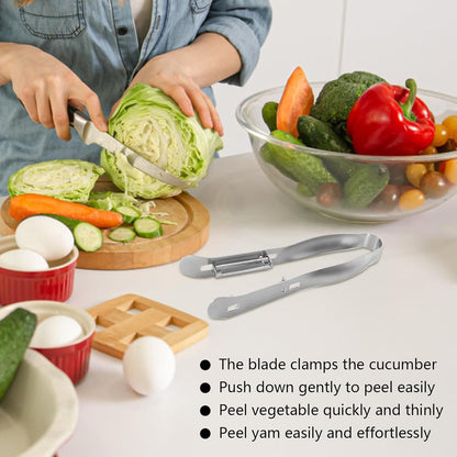 Veggie Peeler - Double-Sided Stainless Steel Cucumber Peeler - Kitchen Gadgets Tools for Salad Making Juicing Restaurant Outdoor Market Food Prep