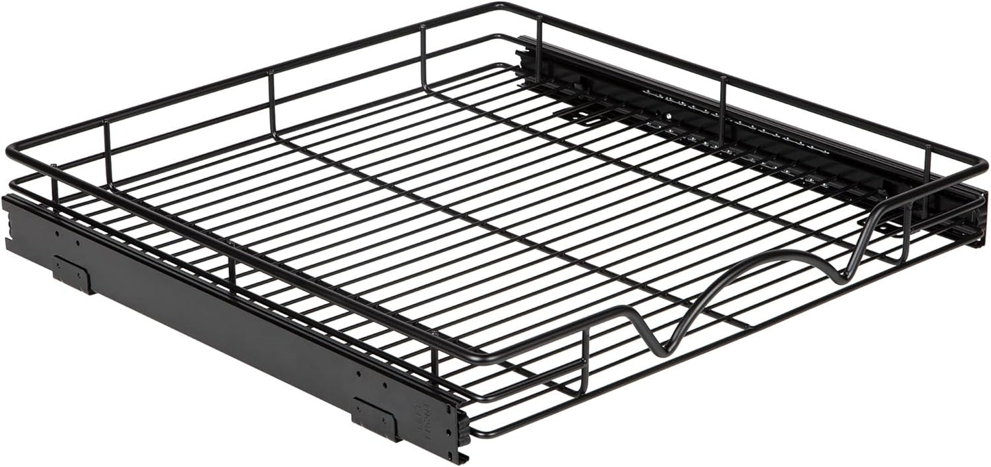HOLDN’ STORAGE Pull Out Cabinet Organizer, Heavy Duty Caddy w/Lifetime Limited Warranty -20”W x 21”D - Requires At Least 21-1/4” Cabinet Opening, Steel Metal Cabinet Drawers Slide Out, Black