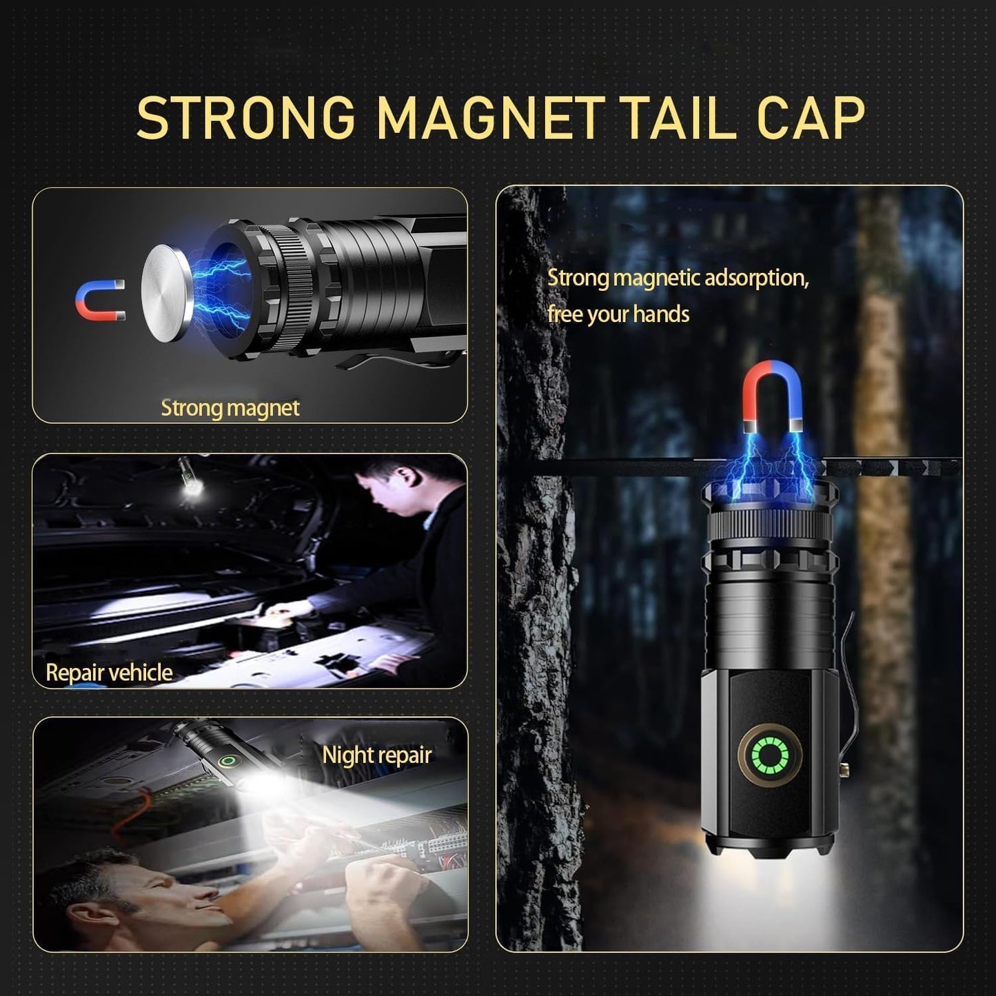 Aicdas Rechargeable Led Mini Torch,3000 High Lumens Pocket-Sized Flashlight with Super Bright LED Chips,5 Light Modes,IPX6 Waterproof,EDC Flashlight for Emergency,Camping,Hiking,Gift